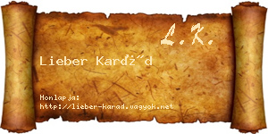 Lieber Karád névjegykártya